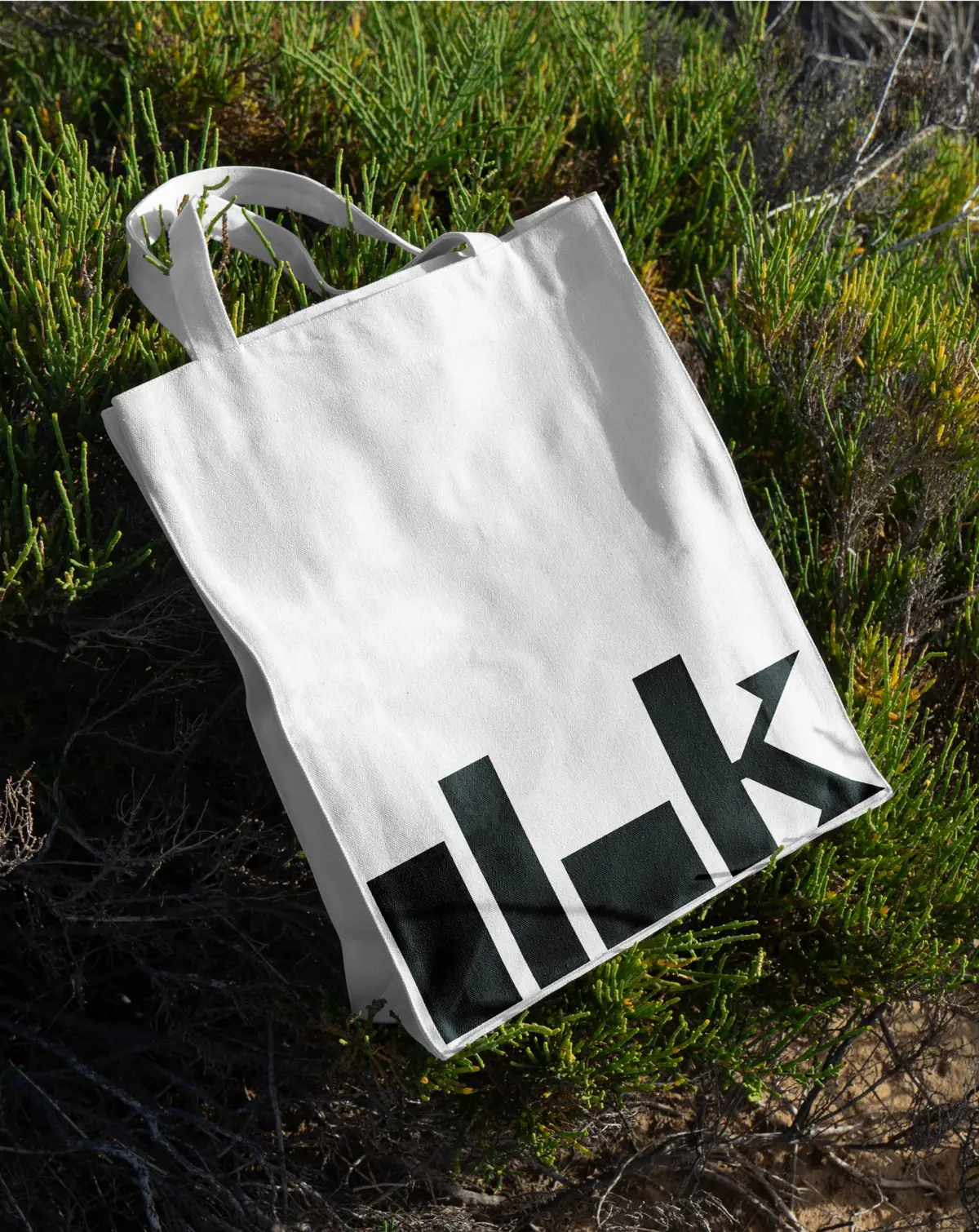 Cloth bag with logo print on the grass