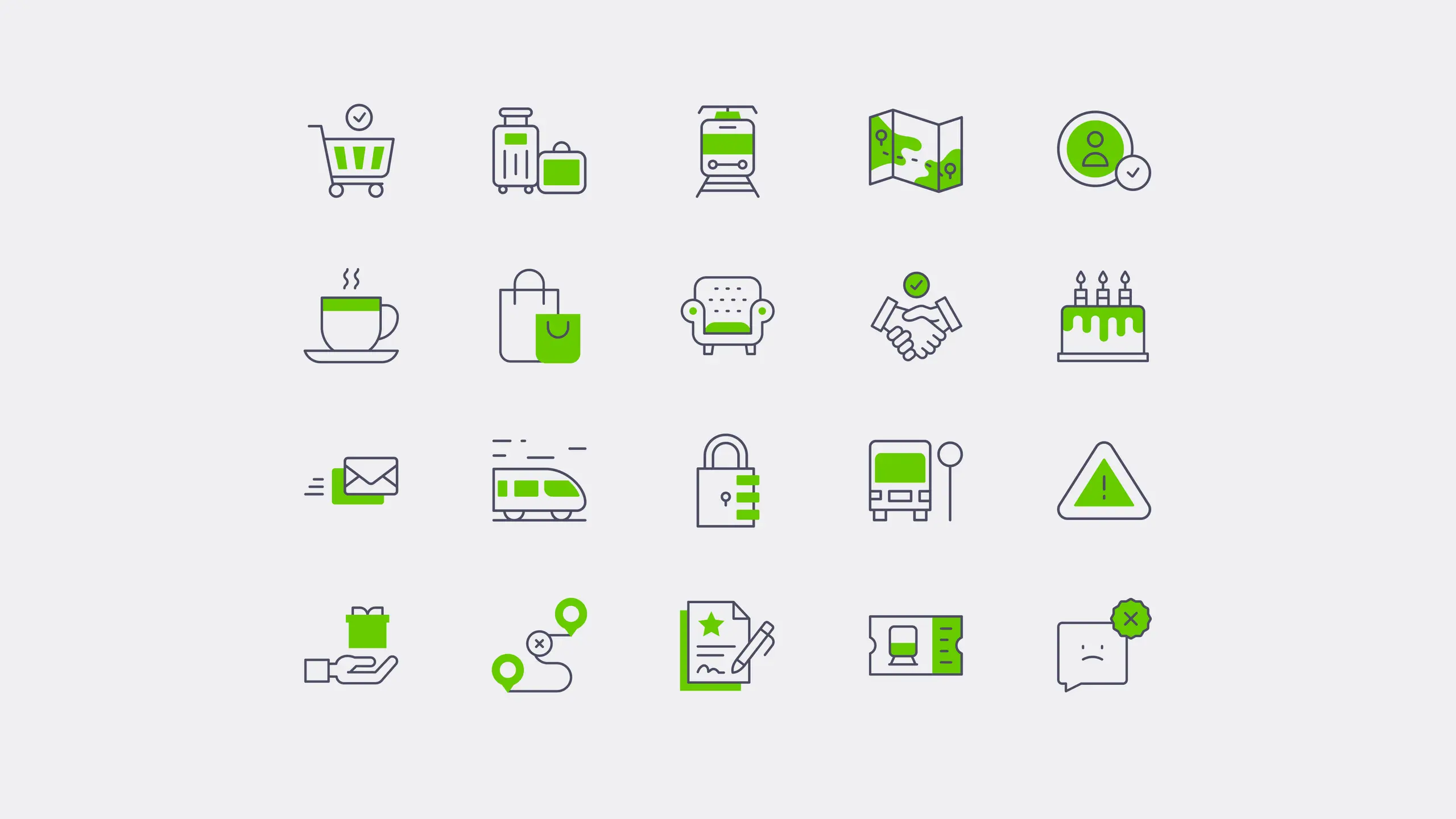 Set an Icons in schwarz und grün