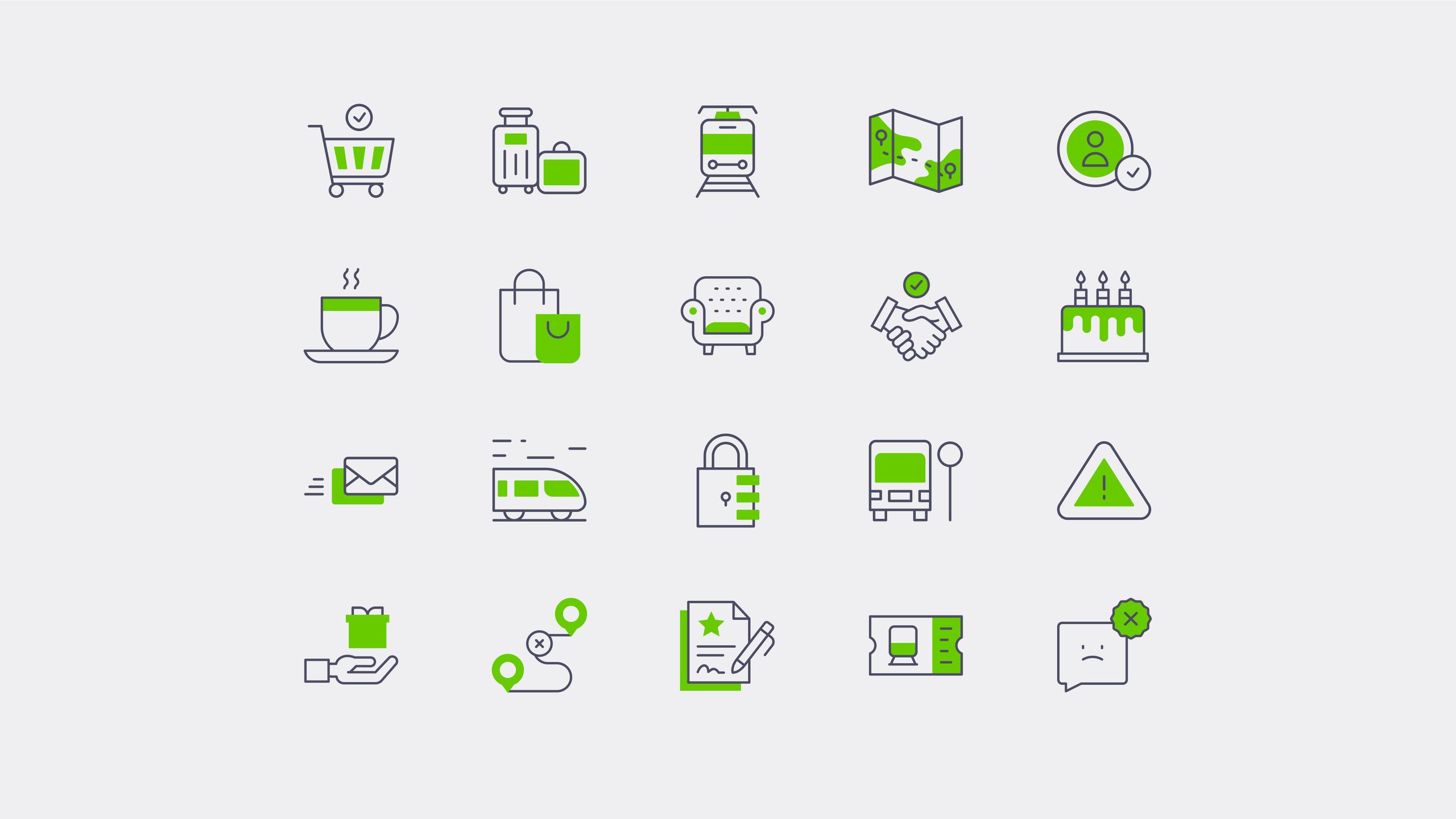 Set an Icons in schwarz und grün
