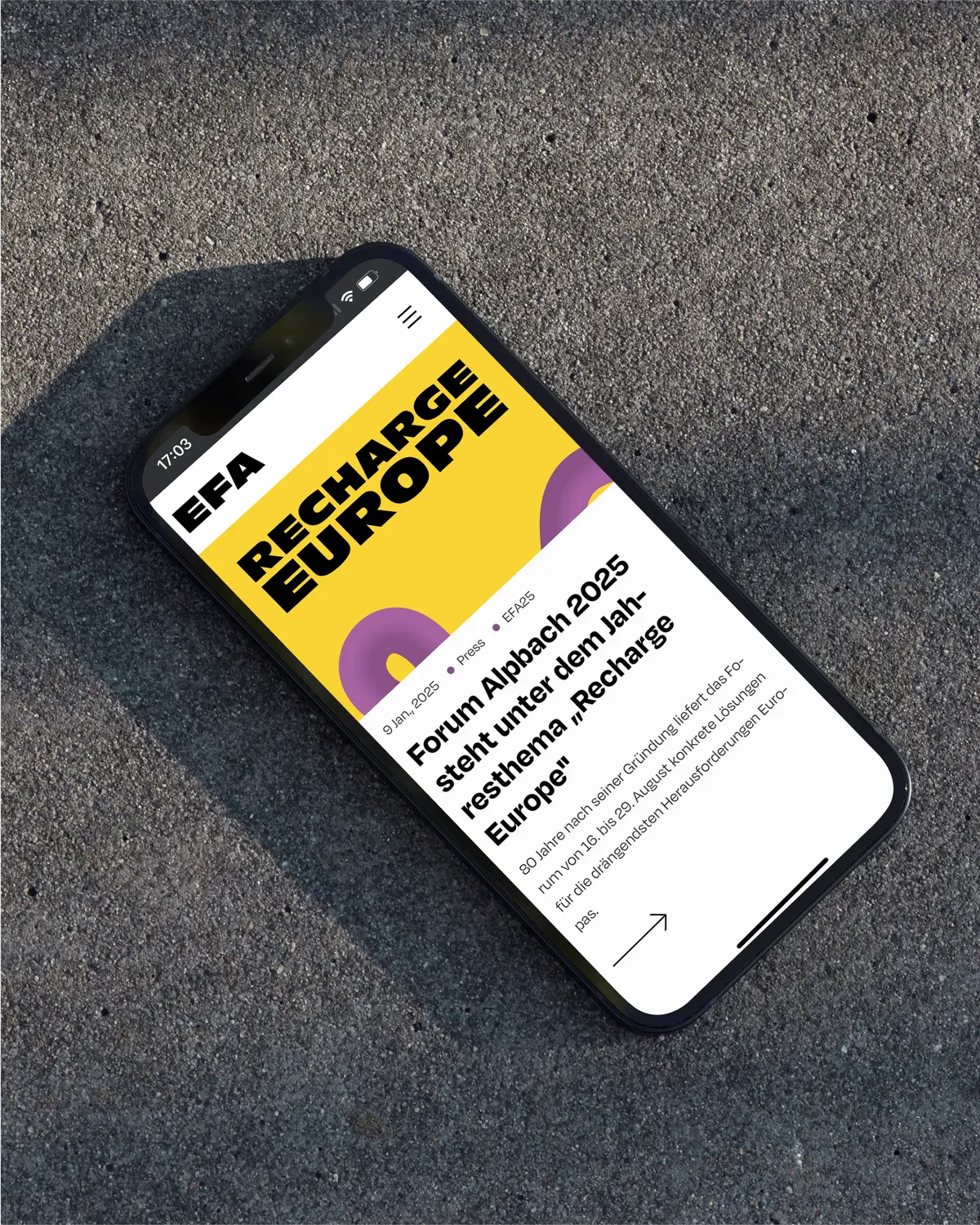 Smartphone with open forum webpage on floor