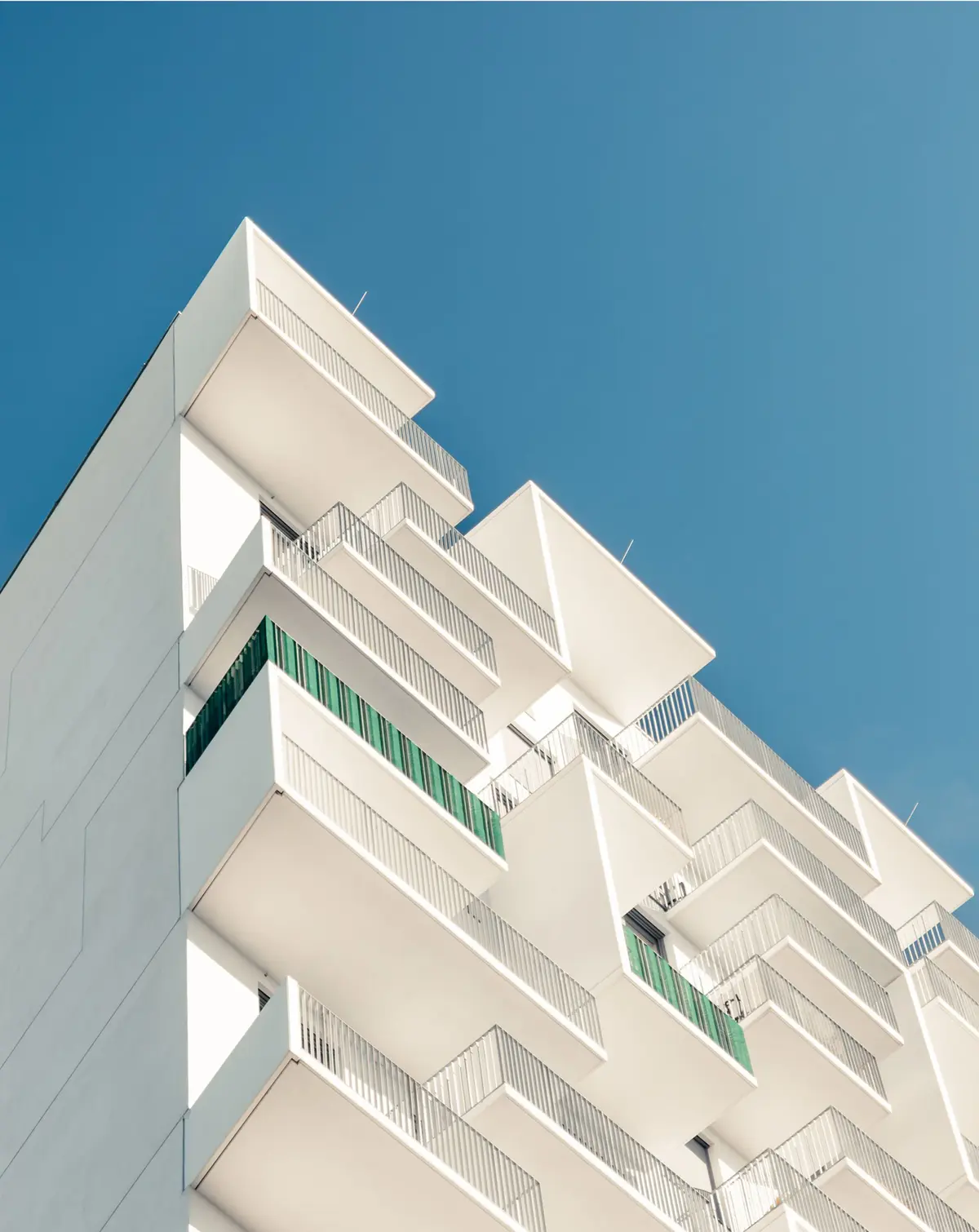 Bright residential building with balconies