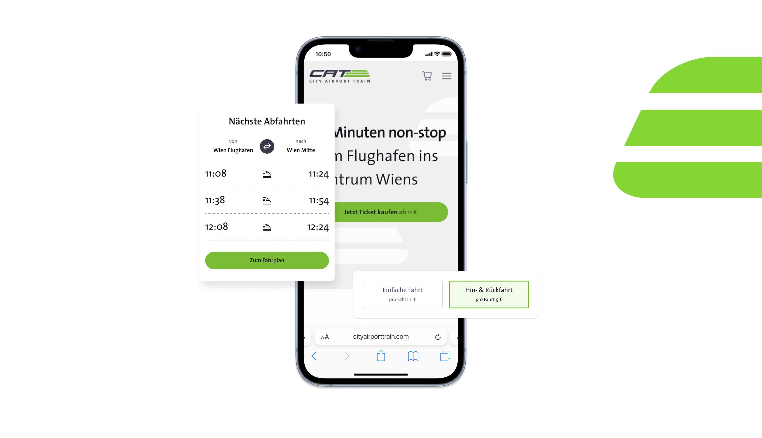 Mobiler Screen zeigt Interface der Webseite und Widgets