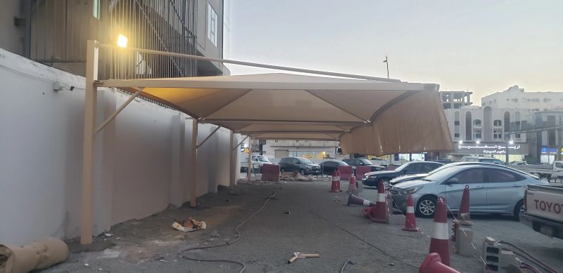 مشروع مظلات #10 بجدة - أعمال تصميم وتركيب متقنة من مؤسسة الأفق للمظلات
