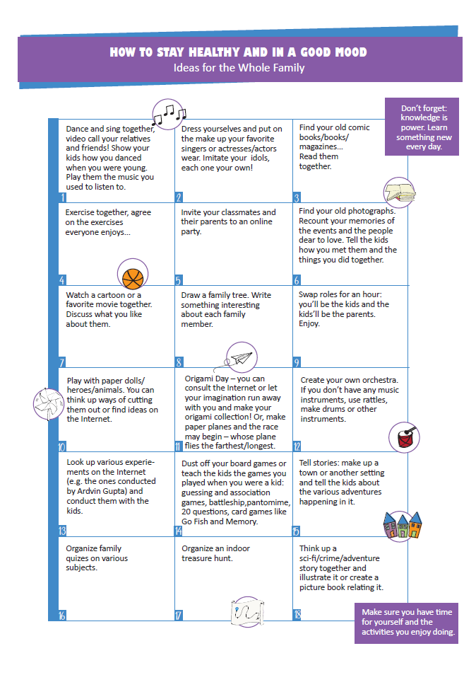 Calendar with ideas for the family activities