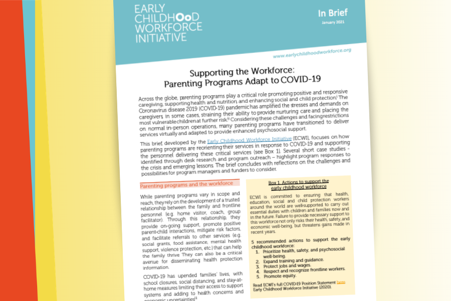 ECWI Launches Brief on Supporting the ECD Workforce Delivering Parenting Programs