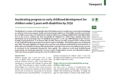 Accelerating progress on early childhood development for children under 5 years with disabilities by 2030