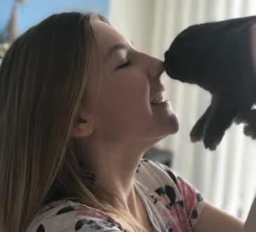 Marie Hurdalkova with her dog