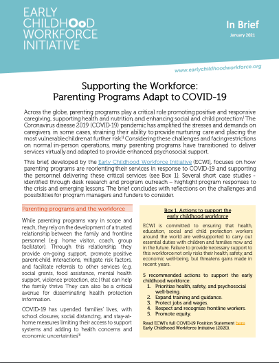 Supporting the Workforce: Parenting Programs Adapt to COVID-19