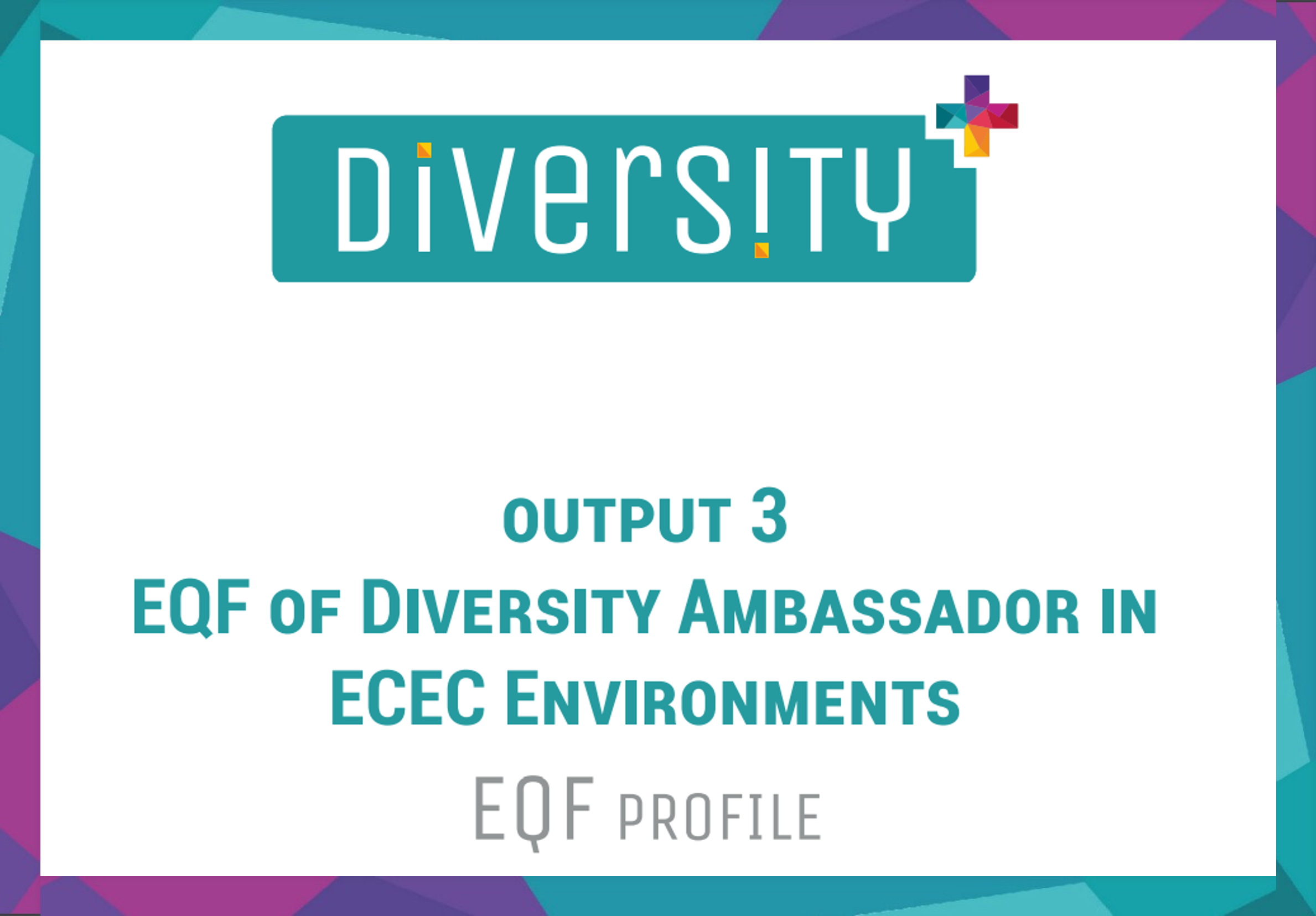 EQF of Diversity Ambassador in ECEC environments