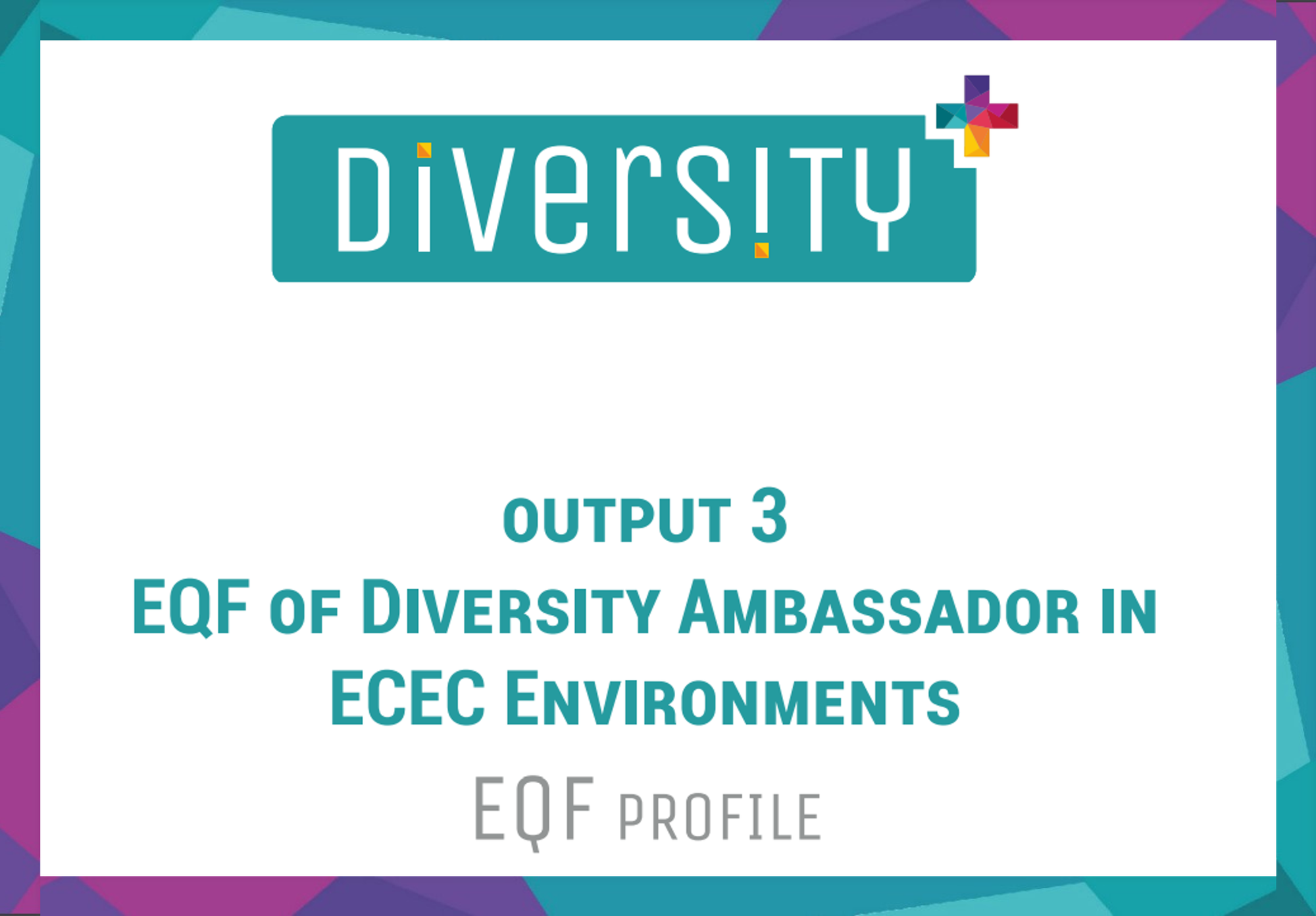 EQF of Diversity Ambassador in ECEC environments