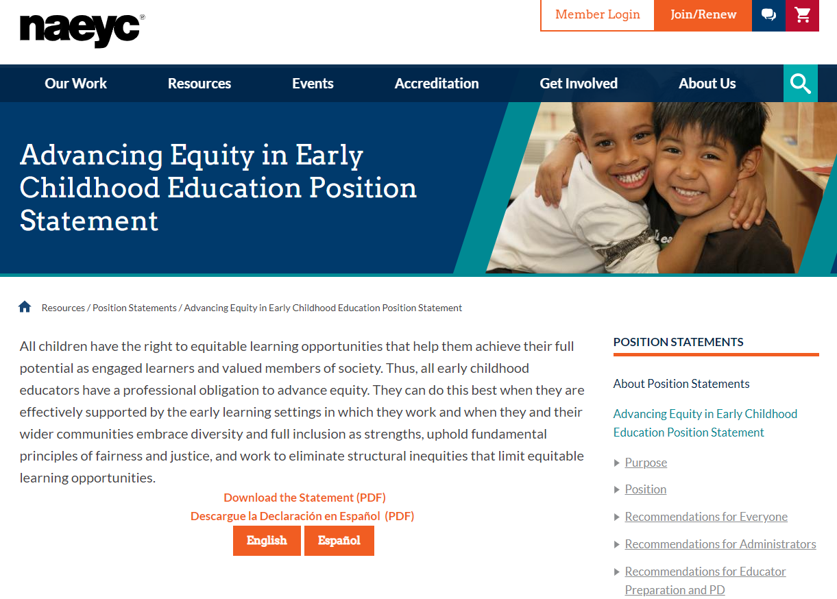 ISSA Endorses Position Statement on Advancing Equity in Early Childhood Education