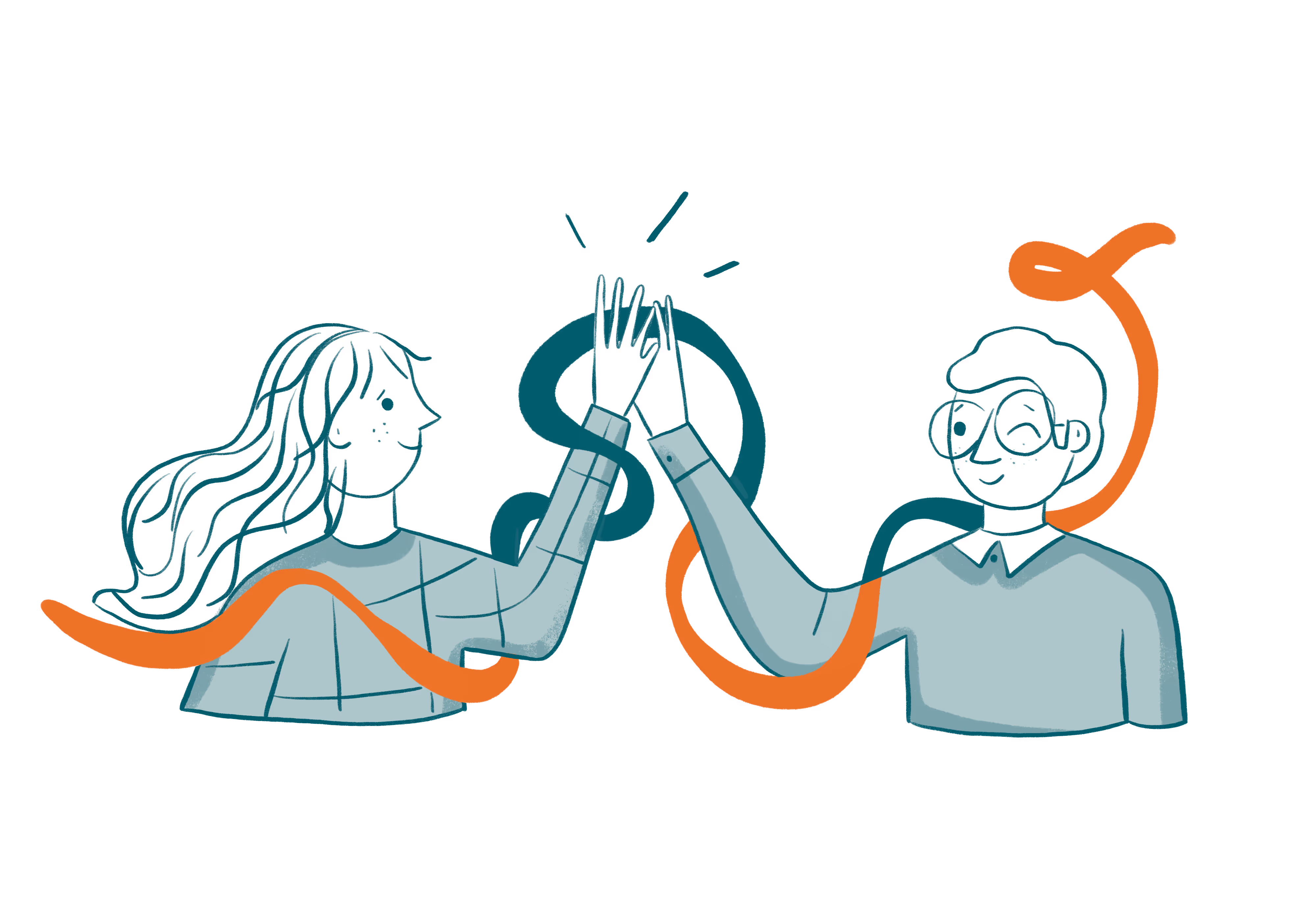 Illustration of two professionals giving each other a high five