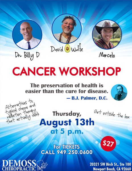 Cancer Workshop poster, Thursday 13 August