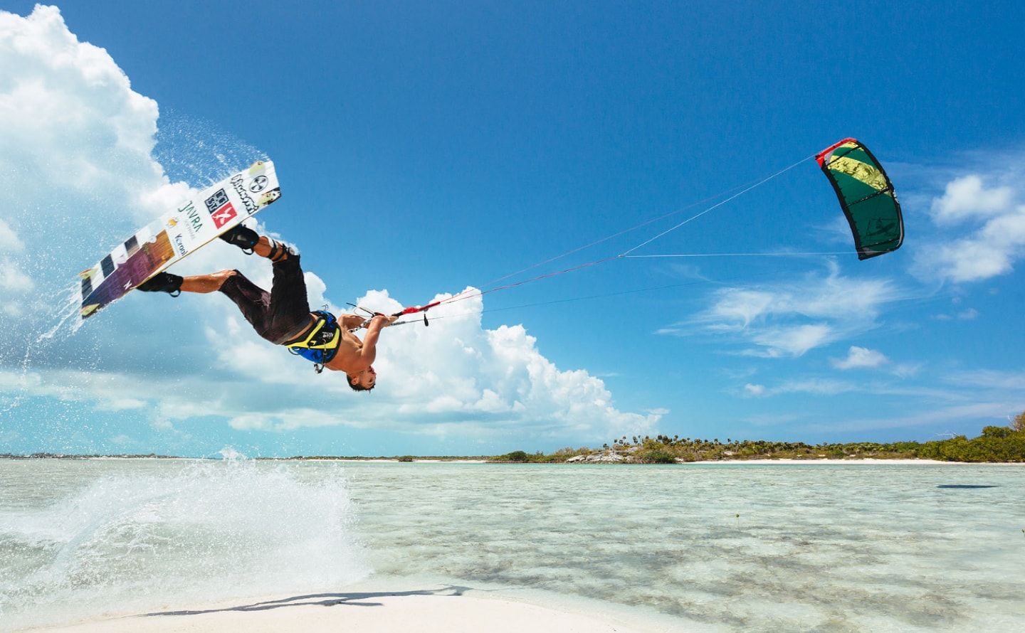  Kite surfing in the water