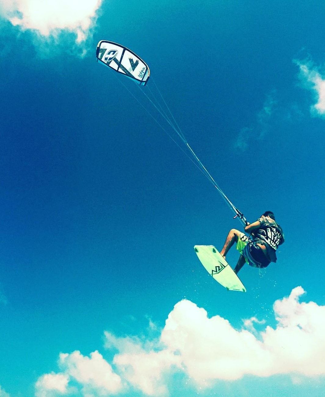  Kitesurfing in the water