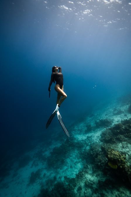 Free diving at Raffles Maldives Meradhoo Resort