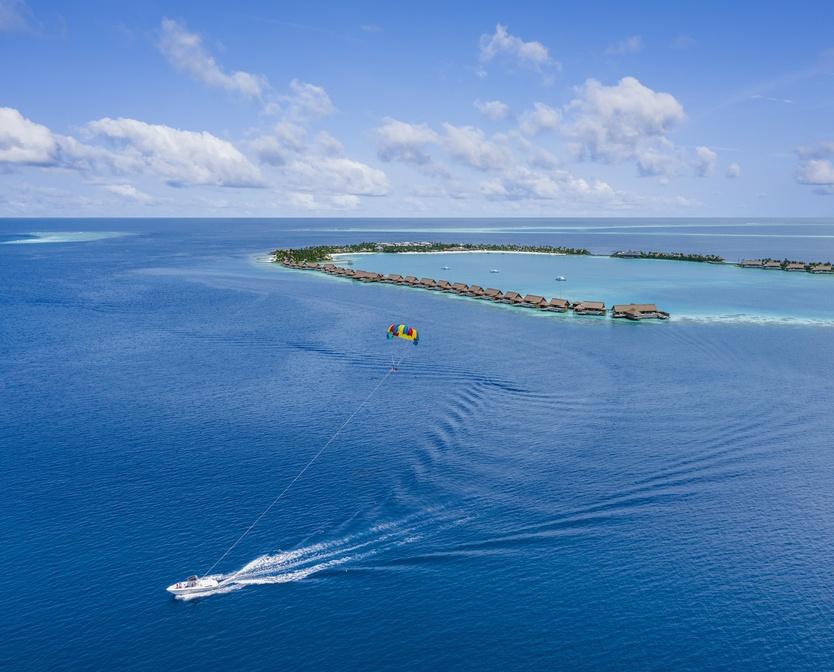 Parasailing in the water
