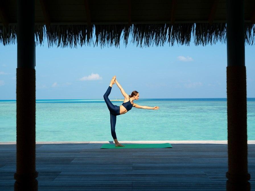 Yoga at over water gym deck