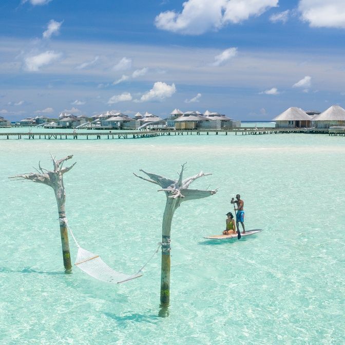 Stand up peddling in the water