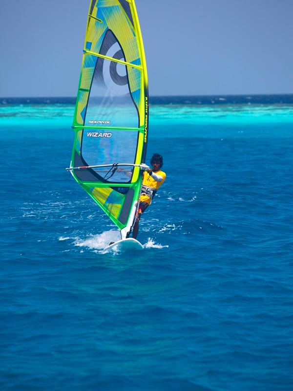 Windsurfing in the water