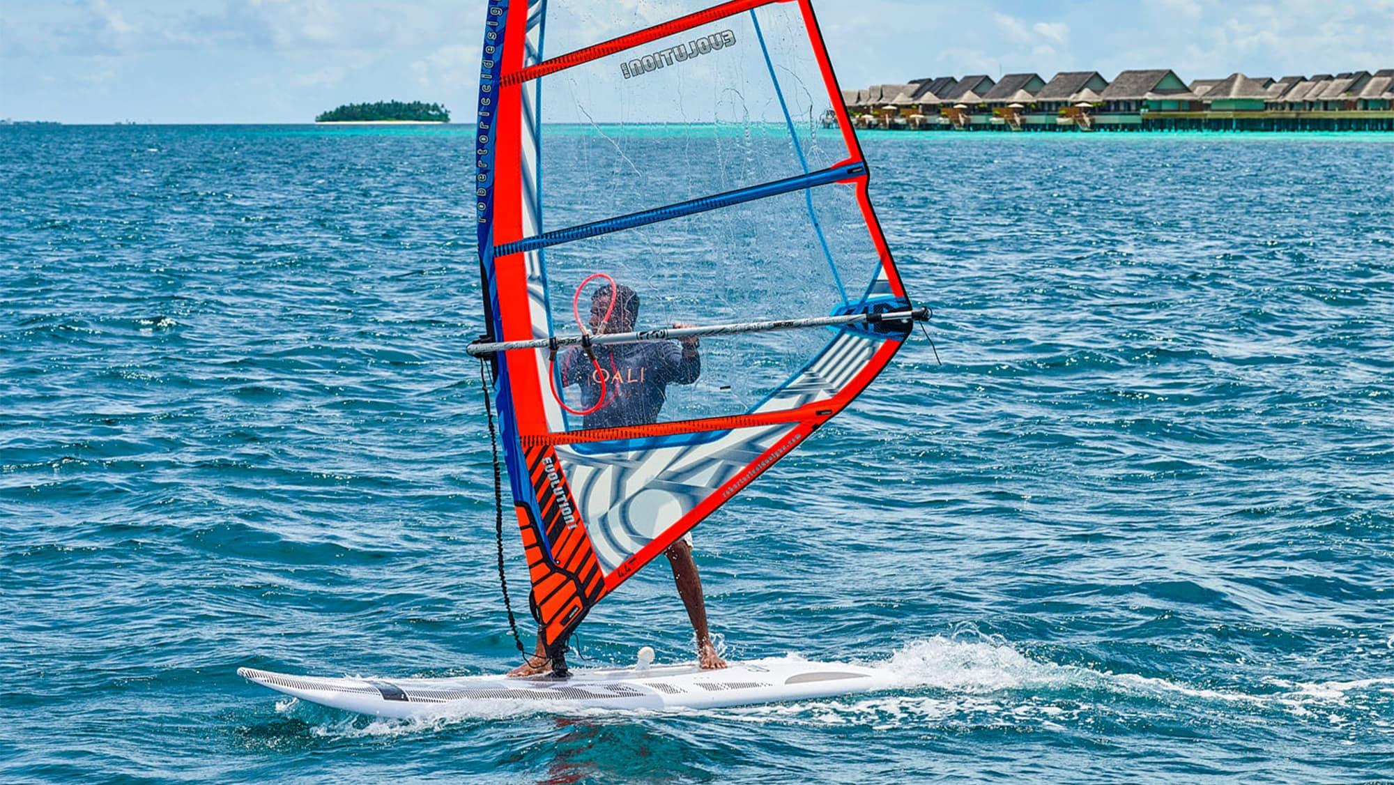 Windsurfing in the water