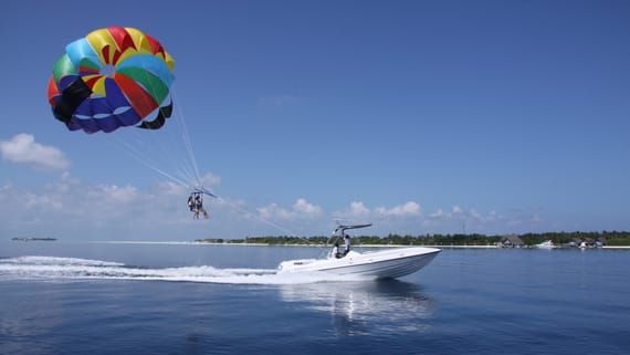 Parasailing in the water