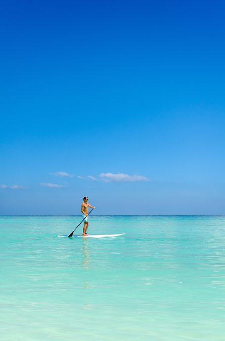 Stand up peddling in the water