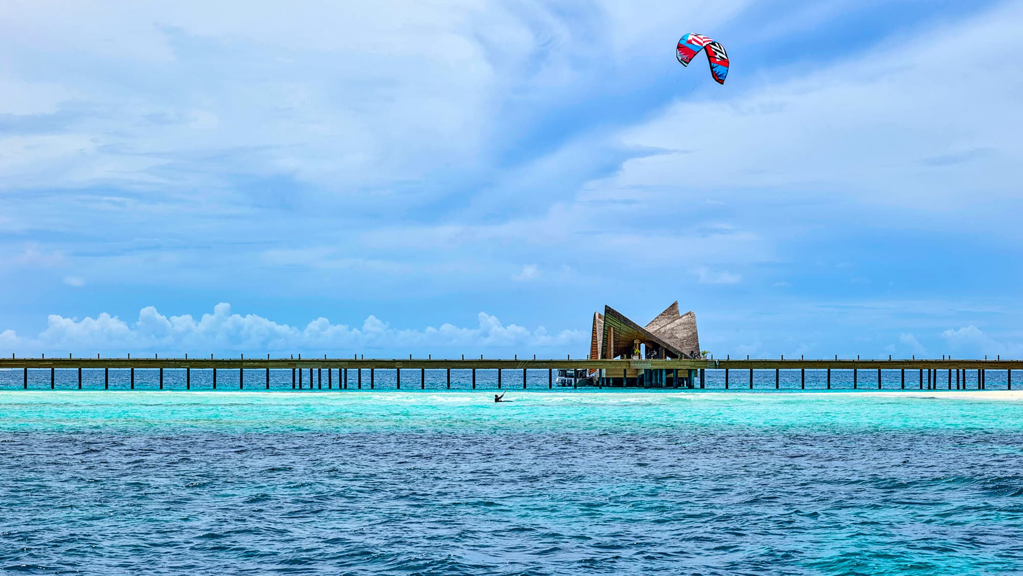 Kitesurfing in the water 