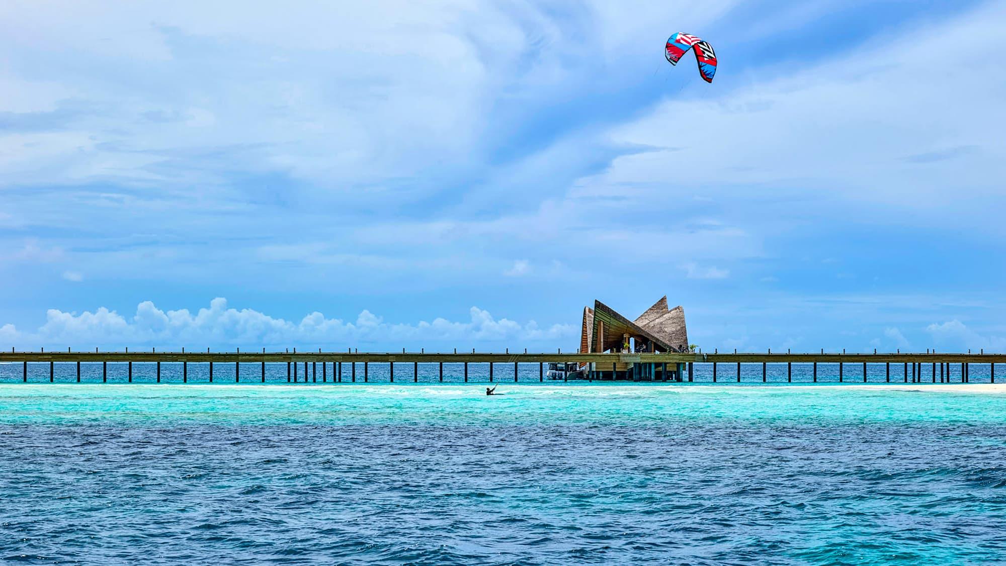 Kitesurfing in the water