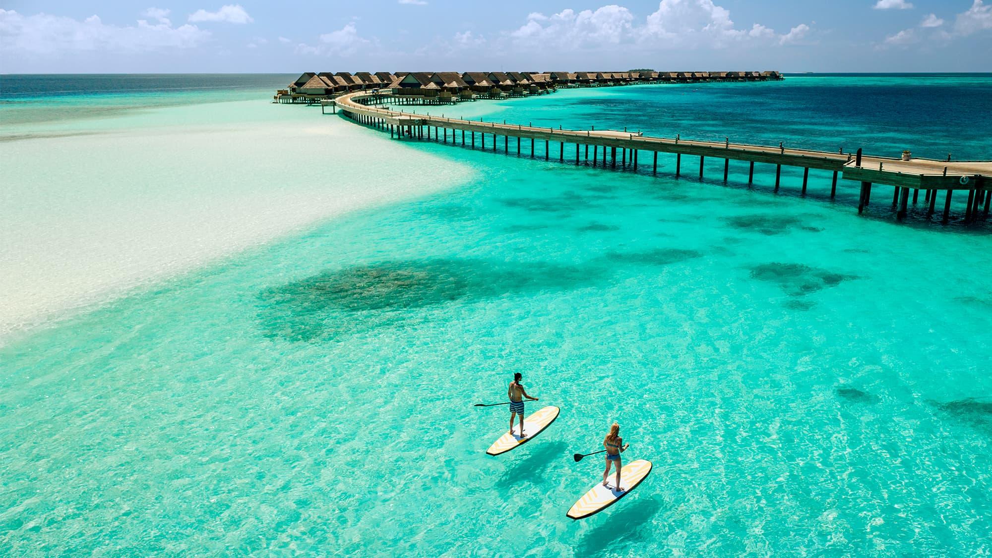 Stand up peddling in the water
