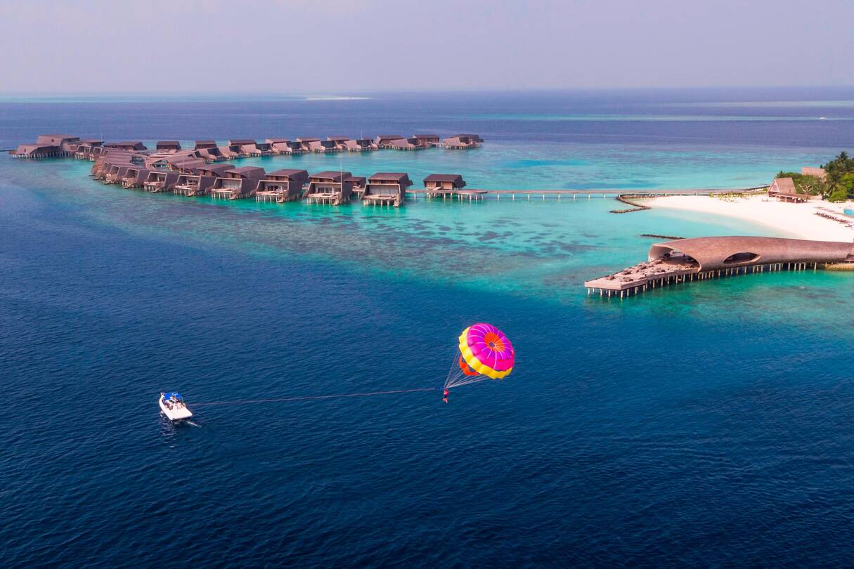Parasailing in the water