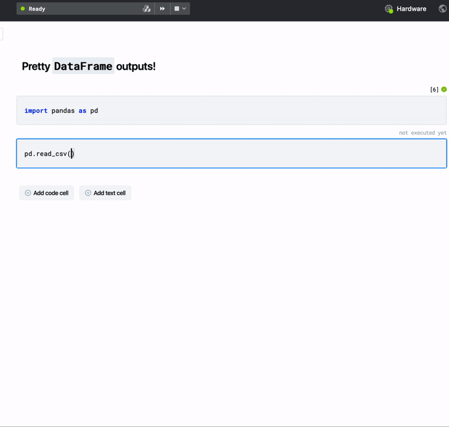 Yes, DeepNote notebooks have pretty pandas `DataFrame` displays too