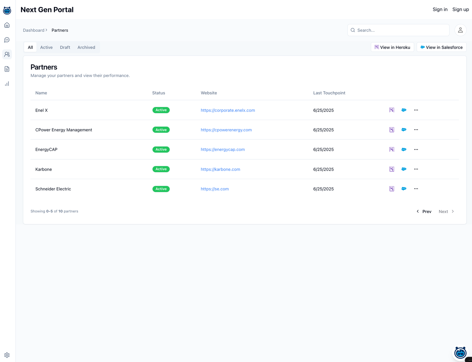 Heroku Next.js application, which runs on Salesforce data via Heroku Connect