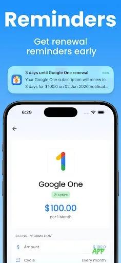 لقطة شاشة 2 من Subscription Tracker: SubFox