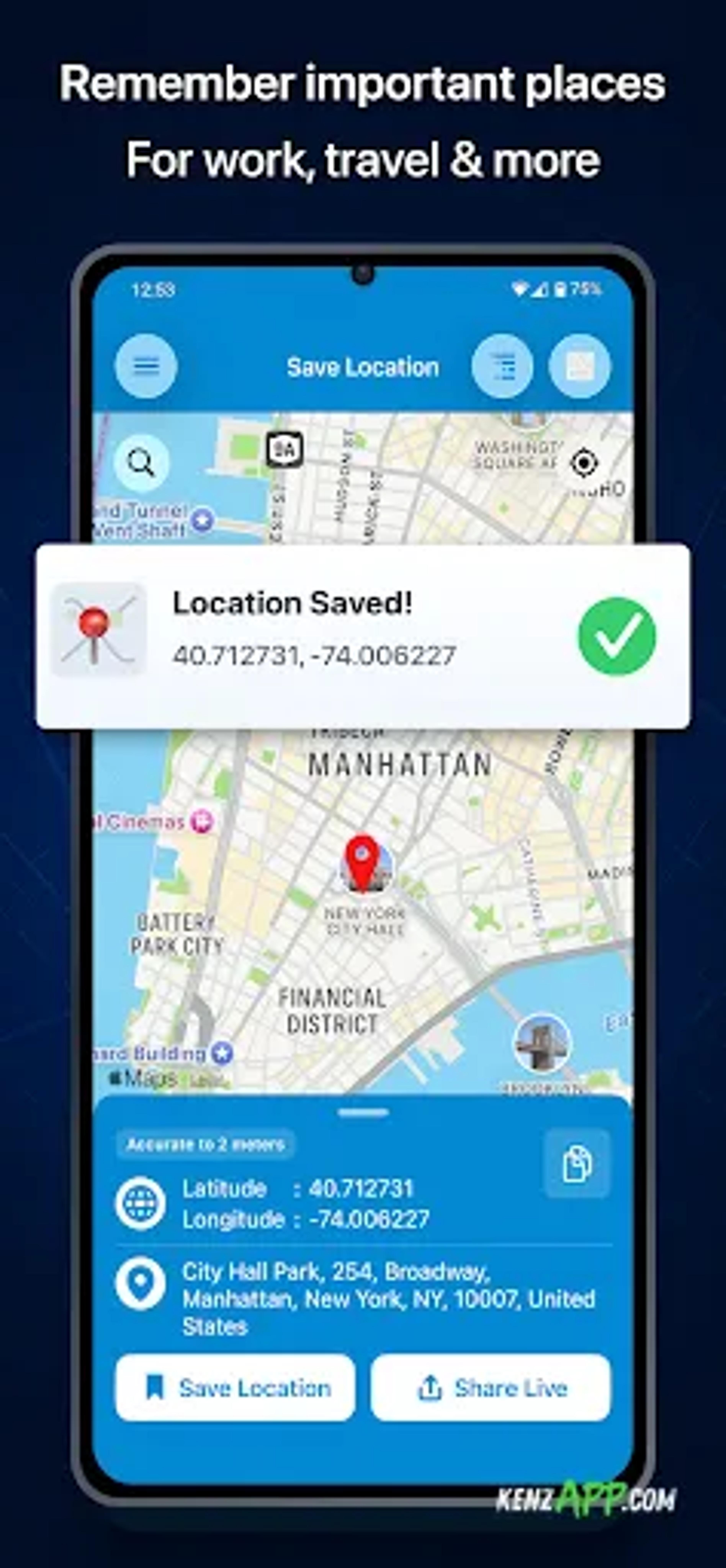 لقطة شاشة 1 من Save Location GPS - Live Share