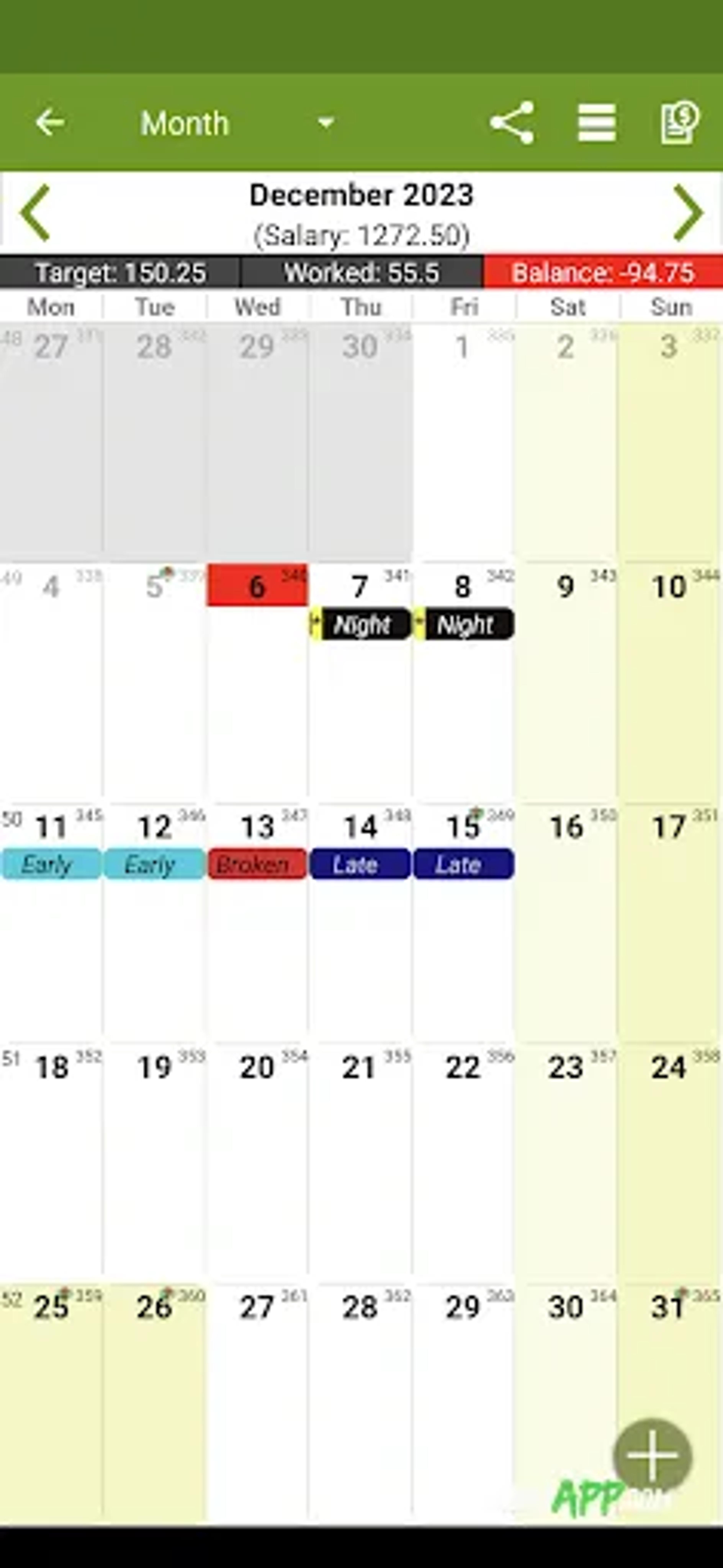 لقطة شاشة 4 من Shift Work Calendar - FlexR