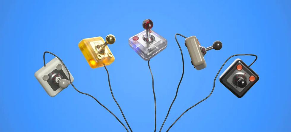 Le cinque versioni del nuovo joystick Commodore TAC-2