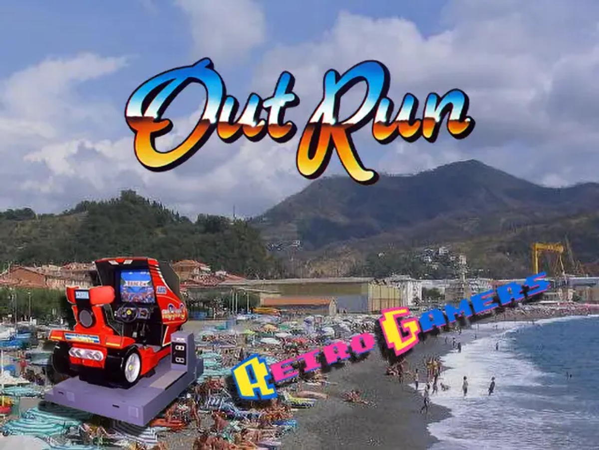 outrun arcade sala giochi spiaggia 1990