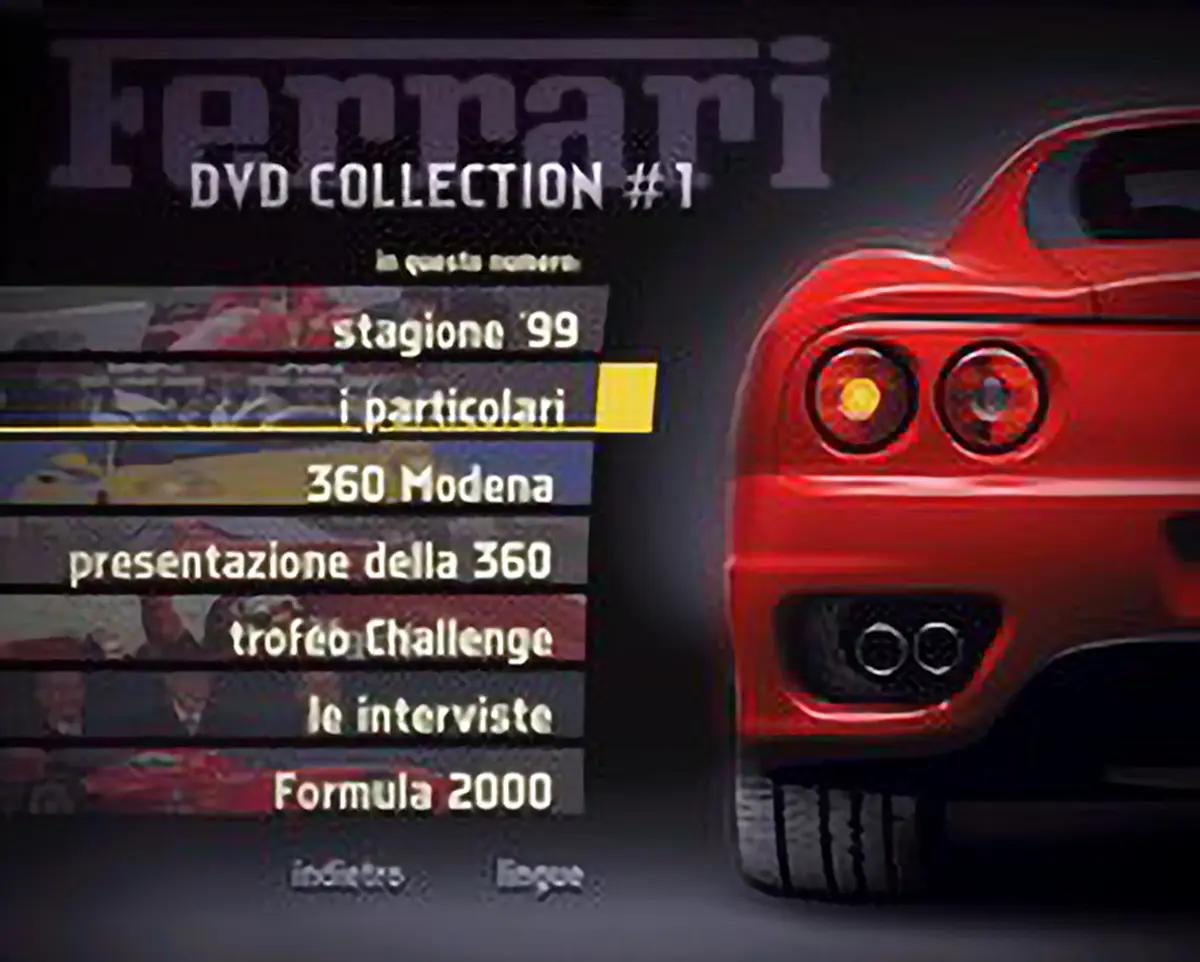 Menu del Ferrari Club DVD prodotto da LogosTV.