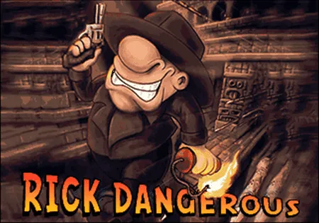 Artwork di Rick Dangerous con il protagonista in una grotta.