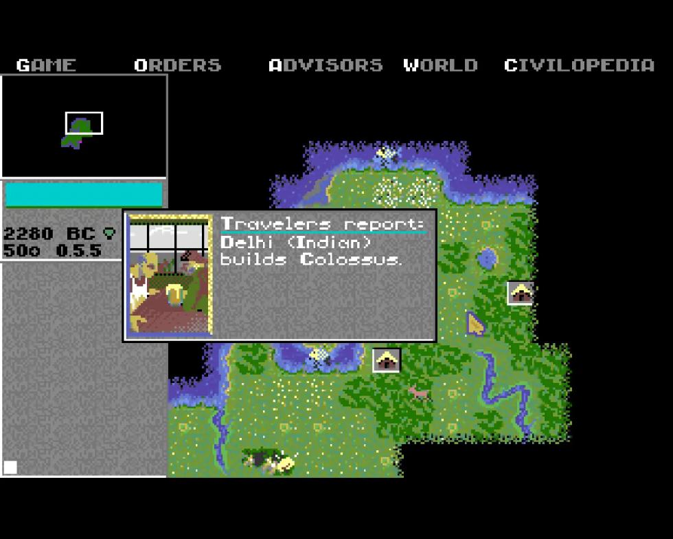 La mappa strategica di Civilization nella versione Amiga.