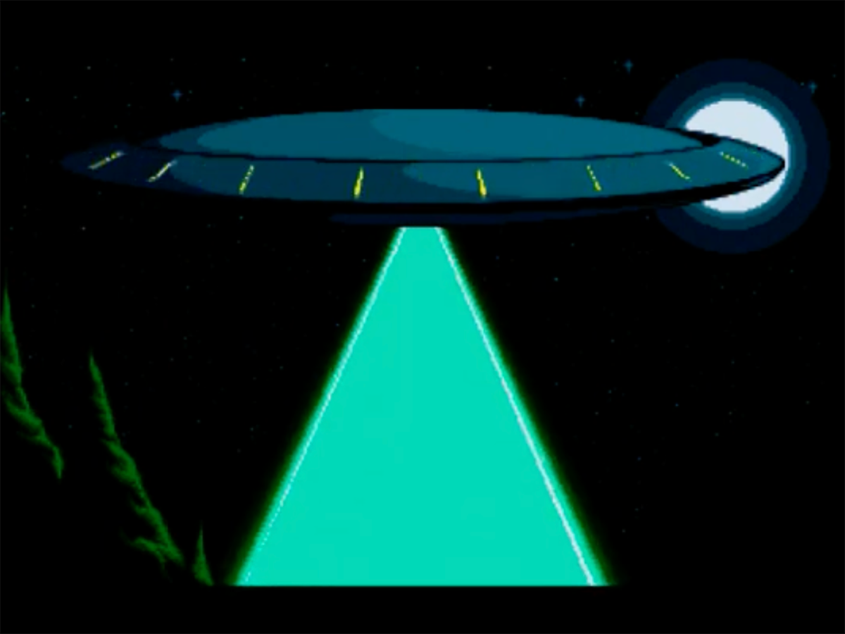 Astronave aliena sopra Springfield nell'introduzione di Bart vs. the Space Mutants