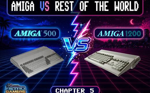 Cover image for the Amiga vs the Rest of the World feature comparing the Amiga 500 and Amiga 1200.