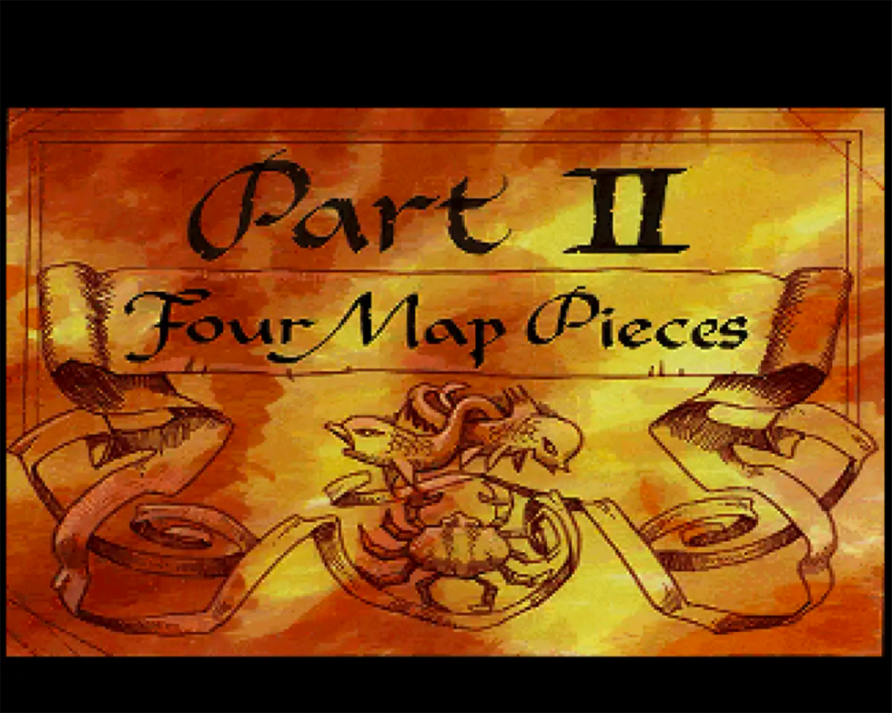 La pergamena Part II: Four Map Pieces di Monkey Island 2, visualizzata su Amiga attraverso SCUMM5-Amiga.
