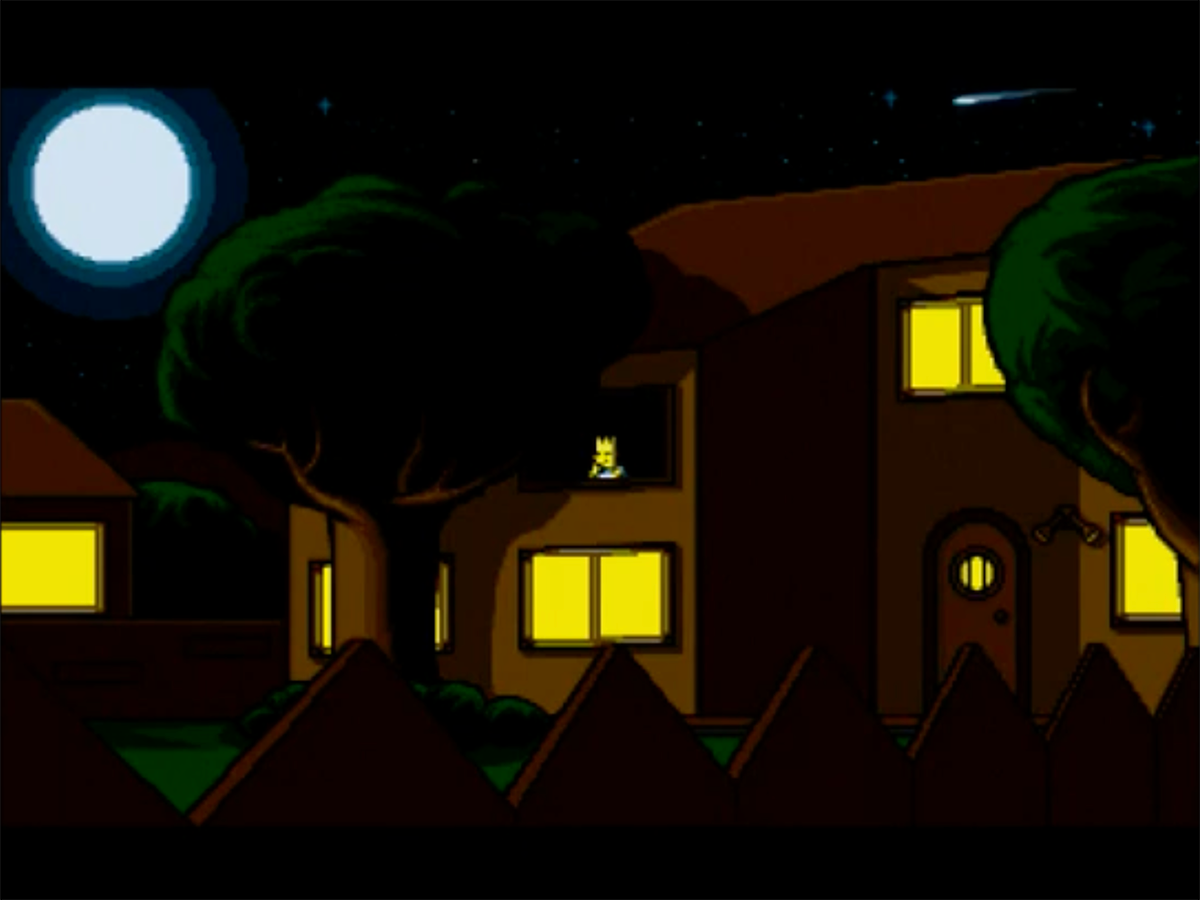 Casa dei Simpson di notte nell'introduzione di Bart vs. the Space Mutants su Amiga