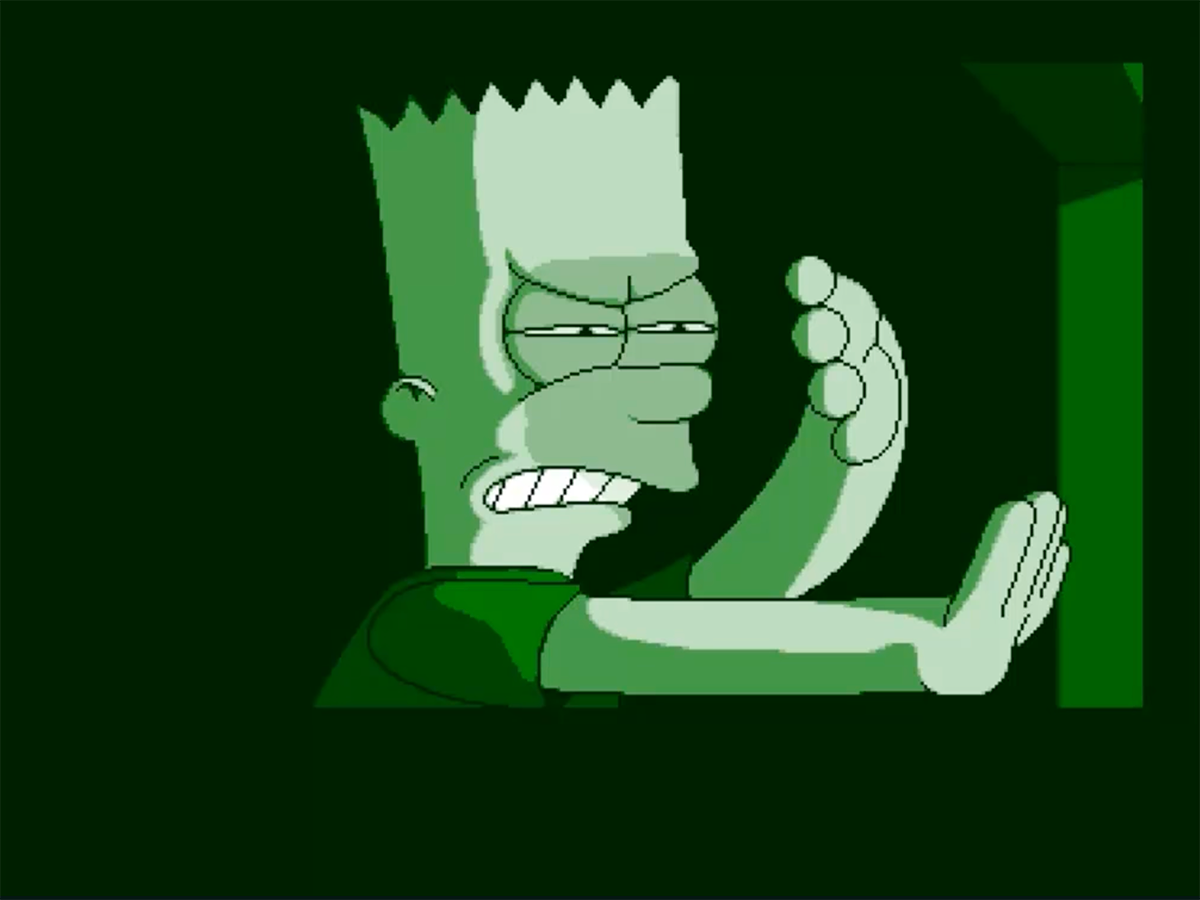 Bart osserva l'arrivo degli alieni nell'introduzione Amiga di Bart vs. the Space Mutants