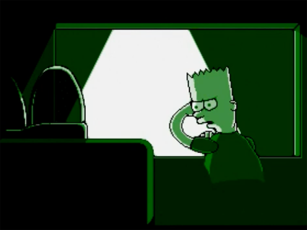 Bart guarda fuori dalla finestra durante l'introduzione di Bart vs. the Space Mutants