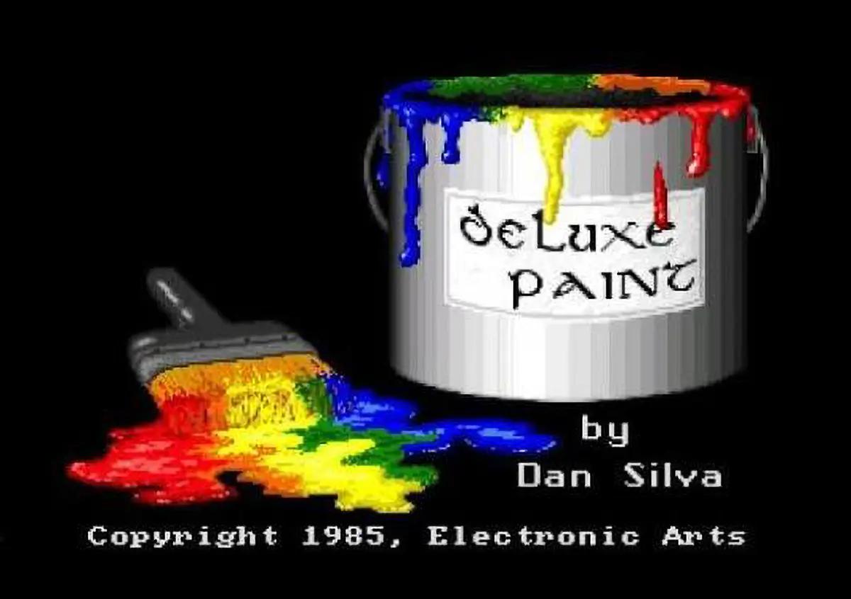 Schermata dei titoli di Deluxe Paint su Amiga.
