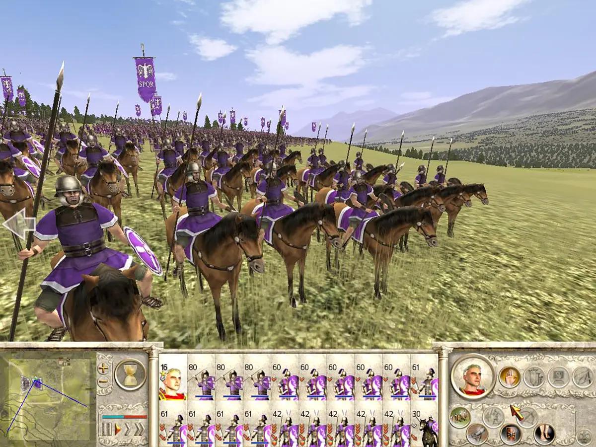 Una formazione di cavalleria schierata in Rome: Total War.
