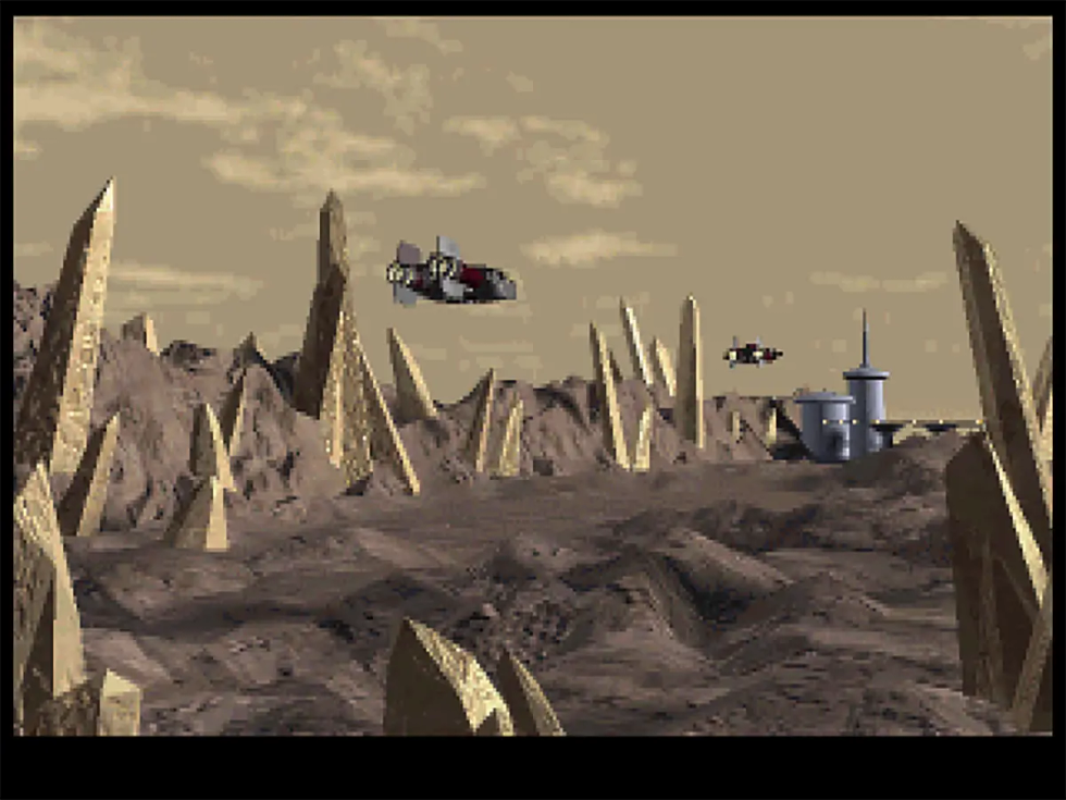 Pre-rendered flight sequence over Kolaador in Star Wars: Rebel Assault